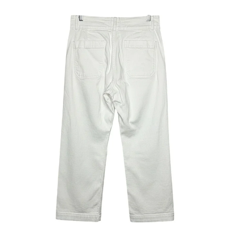 Maeve Anthropologie The Colette White Wide Leg Cropped Pants Womens Size 28 - Picture 6 of 9
